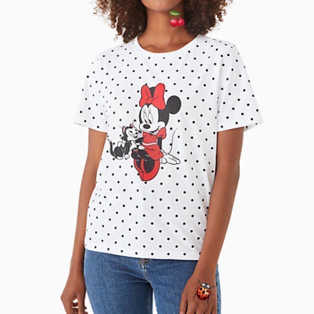 Disney X Kate Spade White Essential Cotton Minnie Mouse T-Shirt New Size Small